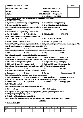 Đề kiểm tra học kỳ II môn Hóa học Lớp 8 - Năm học 2018-2019 - Trường THCS Cát Trinh